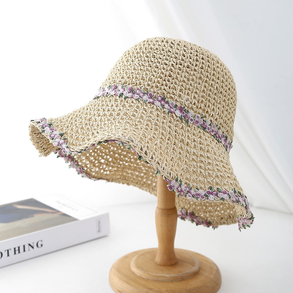 Foldable Straw Sun Hat with Wide Brim