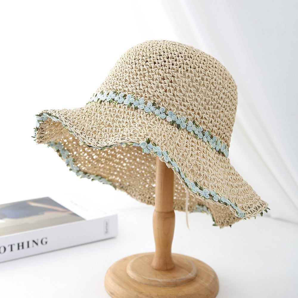 Foldable Straw Sun Hat with Wide Brim