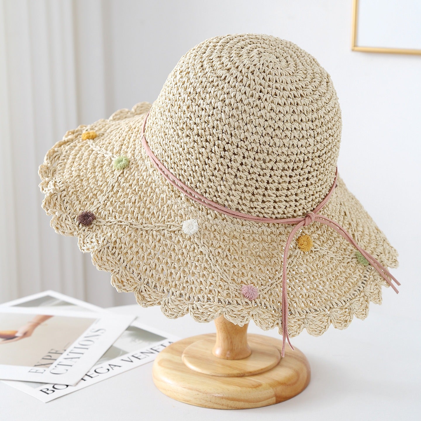 Foldable Straw Sun Hat with Wide Brim
