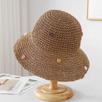 Foldable Straw Sun Hat with Wide Brim