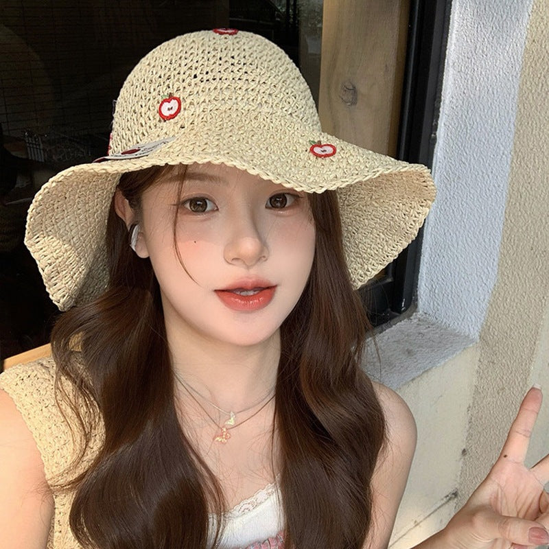 Foldable Straw Sun Hat with Wide Brim