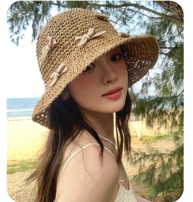 Foldable Straw Sun Hat with Wide Brim