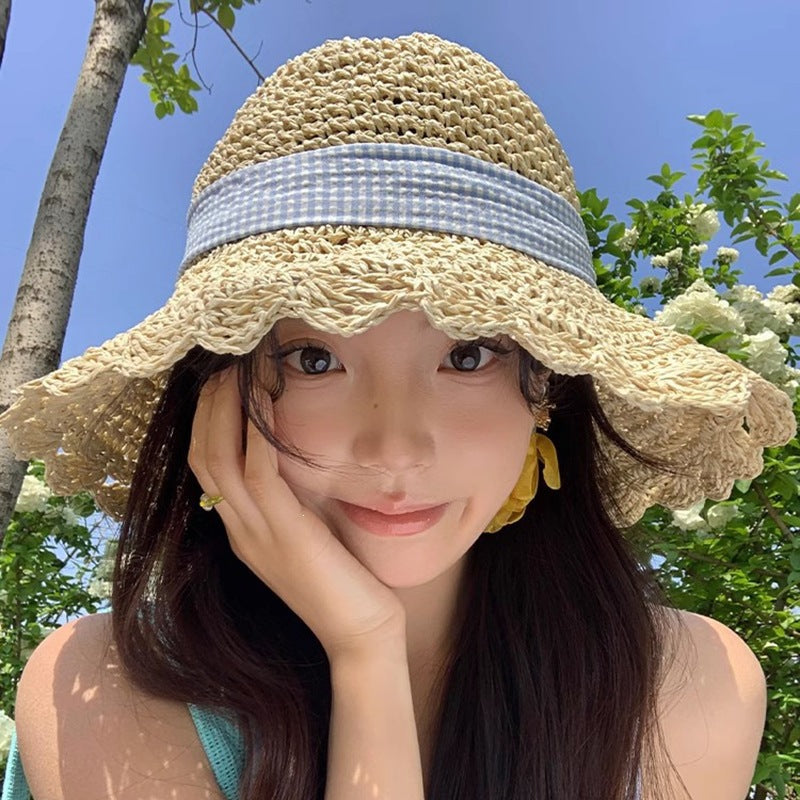 Foldable Straw Sun Hat with Wide Brim