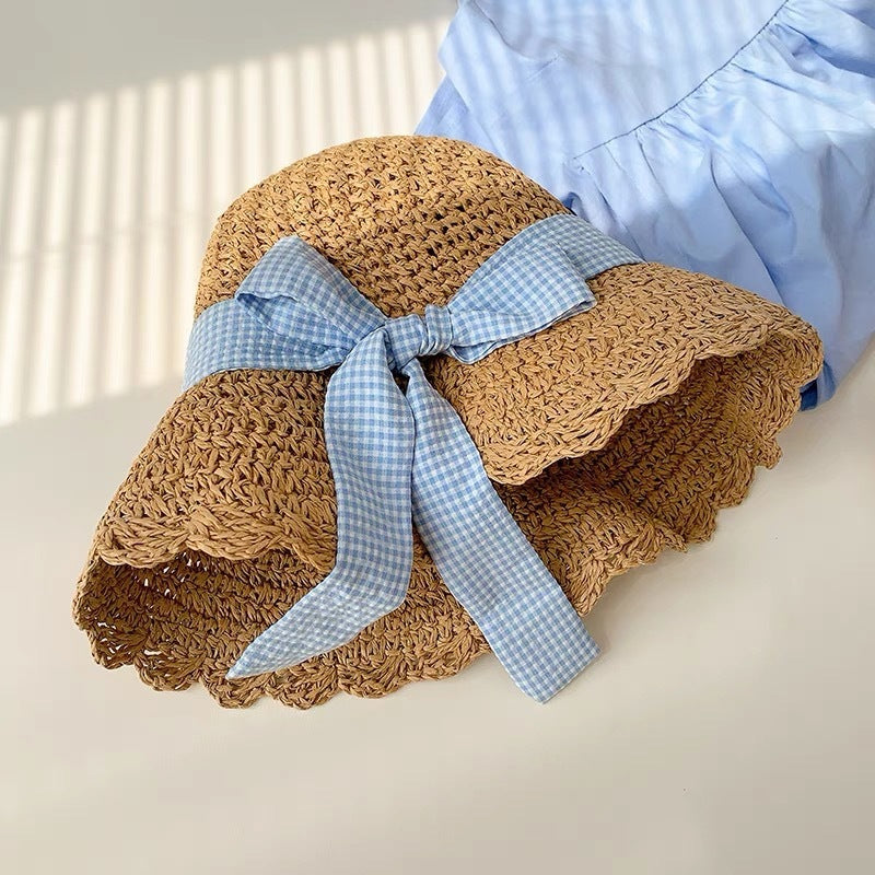 Foldable Straw Sun Hat with Wide Brim