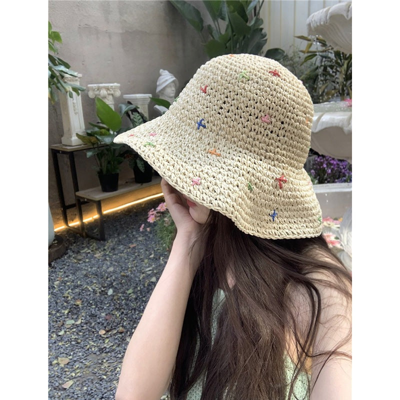 Foldable Straw Sun Hat with Wide Brim