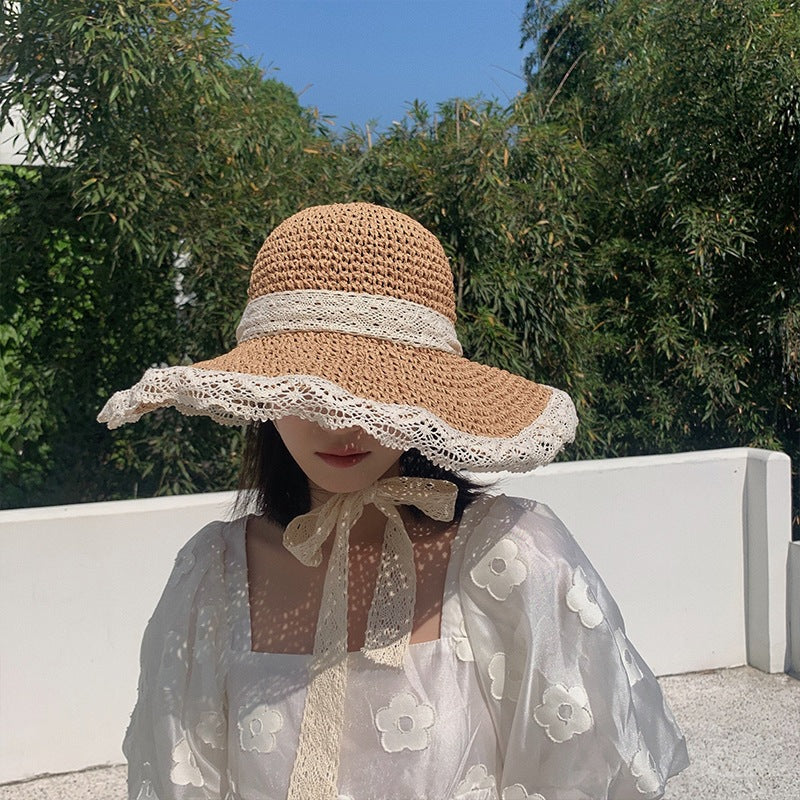 Foldable Straw Sun Hat with Wide Brim