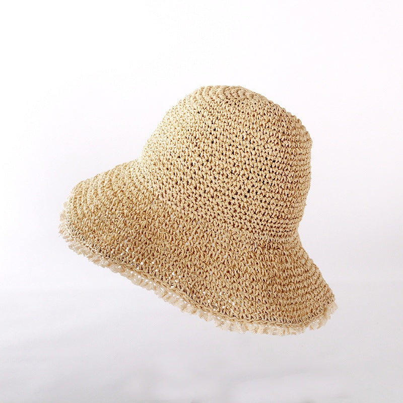 Foldable Straw Sun Hat with Wide Brim