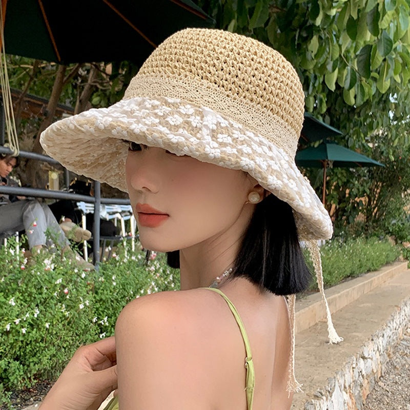 Foldable Straw Sun Hat with Wide Brim
