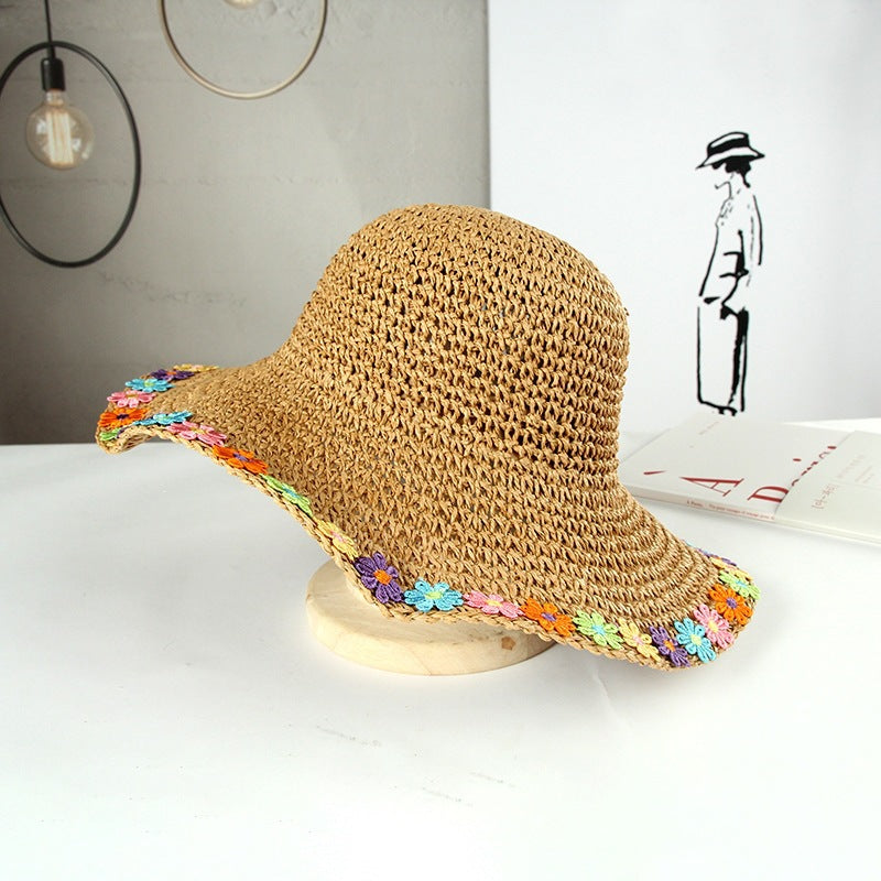 Foldable Straw Sun Hat with Wide Brim