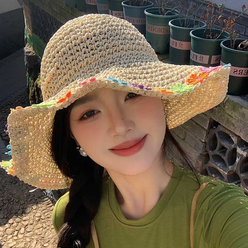 Foldable Straw Sun Hat with Wide Brim
