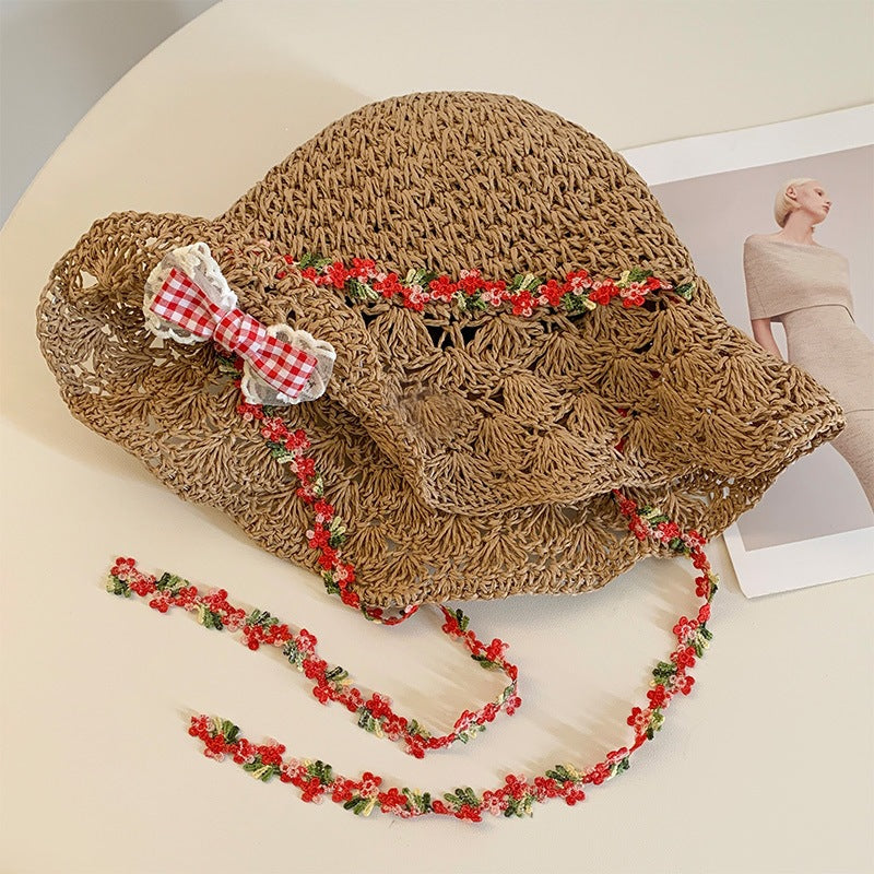 Foldable Straw Sun Hat with Wide Brim