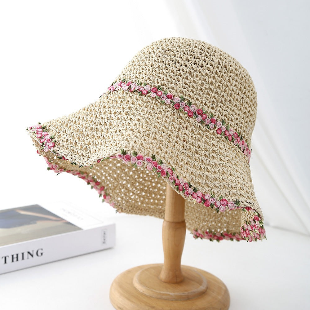 Foldable Straw Sun Hat with Wide Brim