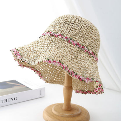 Foldable Straw Sun Hat with Wide Brim