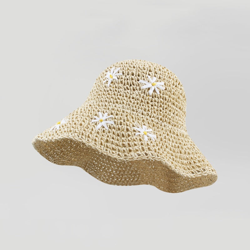 Foldable Straw Sun Hat with Wide Brim