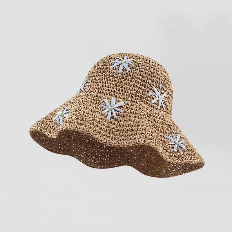 Foldable Straw Sun Hat with Wide Brim