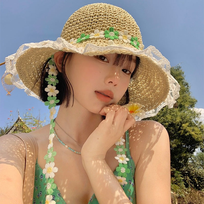 Foldable Straw Sun Hat with Wide Brim