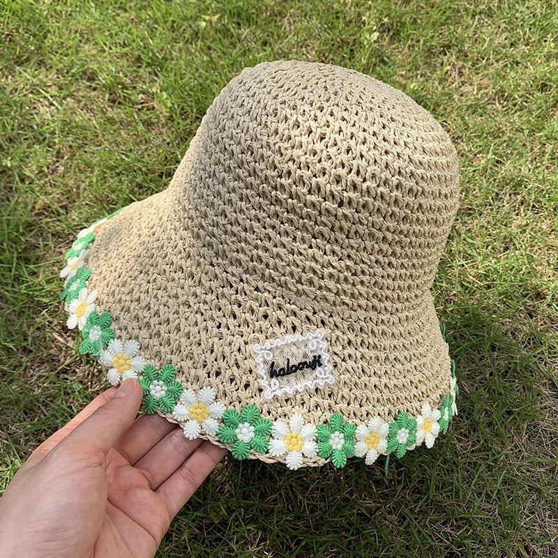 Foldable Straw Sun Hat with Wide Brim