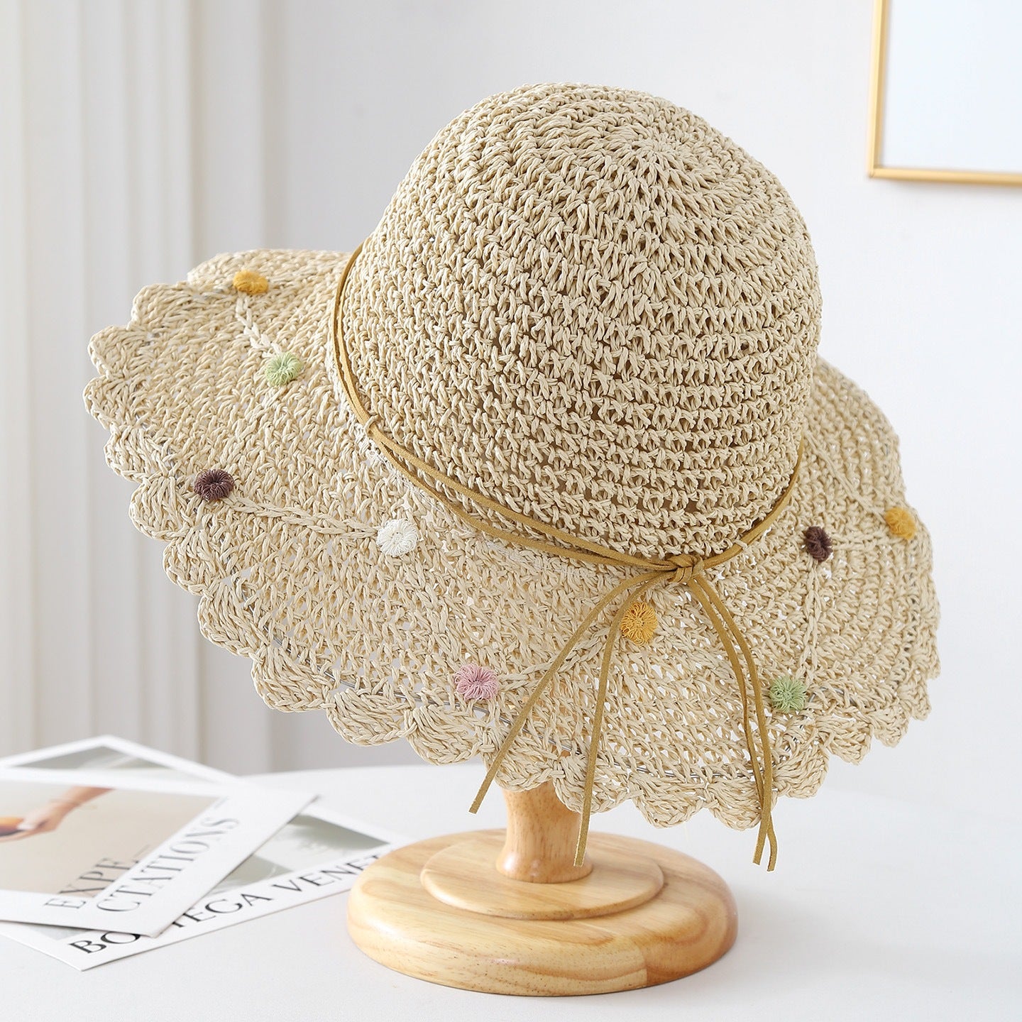 Foldable Straw Sun Hat with Wide Brim