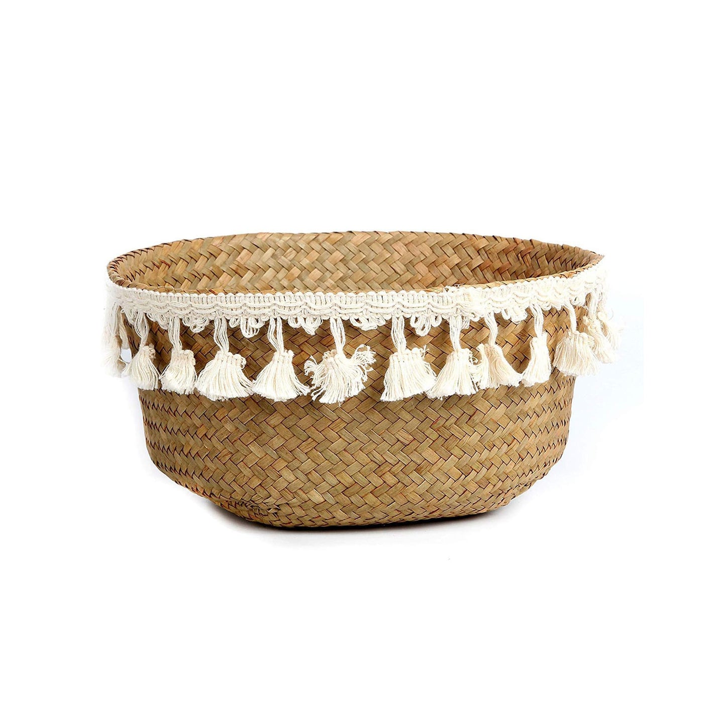 Foldable Straw Woven Flower Pot Basket Storage Nordic Decorative Plant Floor Basket