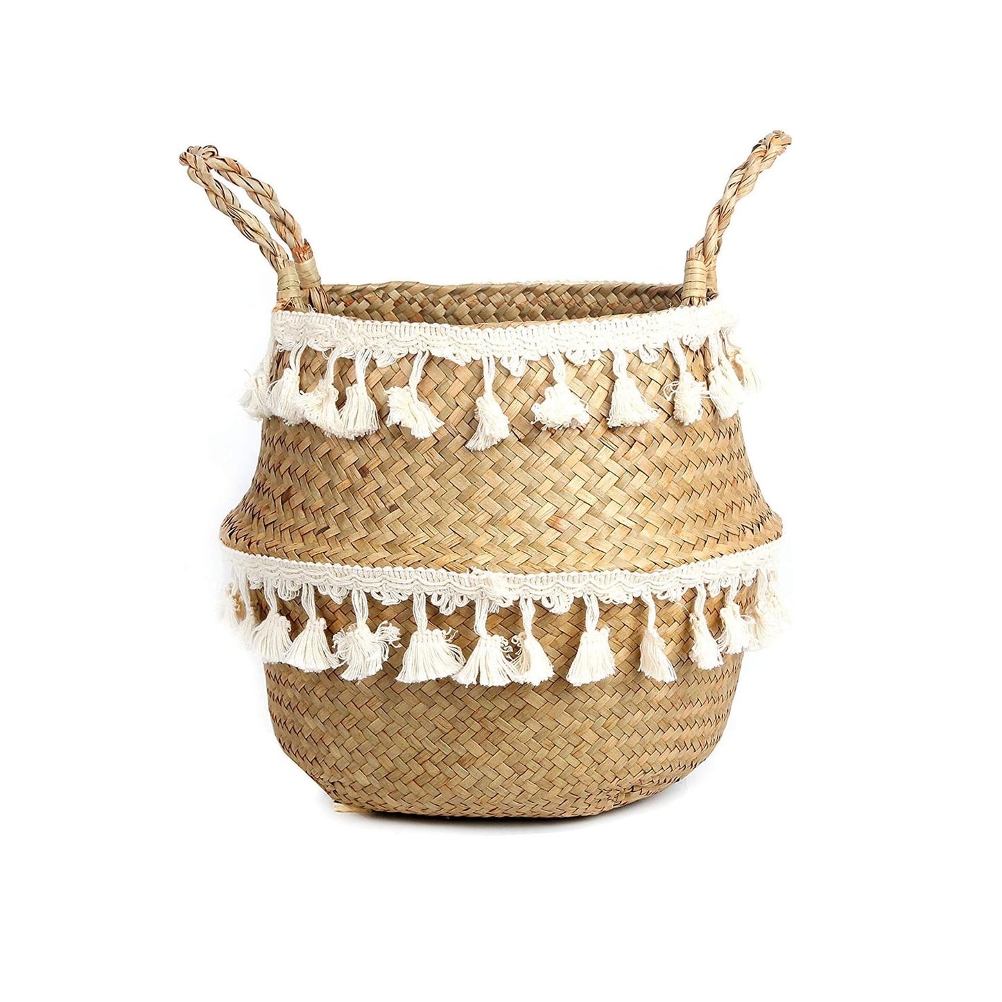 Foldable Straw Woven Flower Pot Basket Storage Nordic Decorative Plant Floor Basket