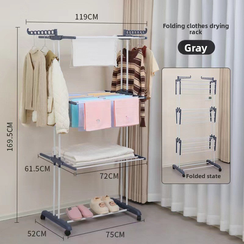 Foldable Telescopic Floor Clothes Drying Rack