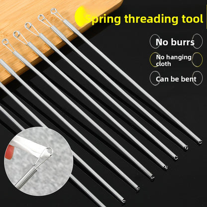 Foldable Threading Tool for Elastic and Lace