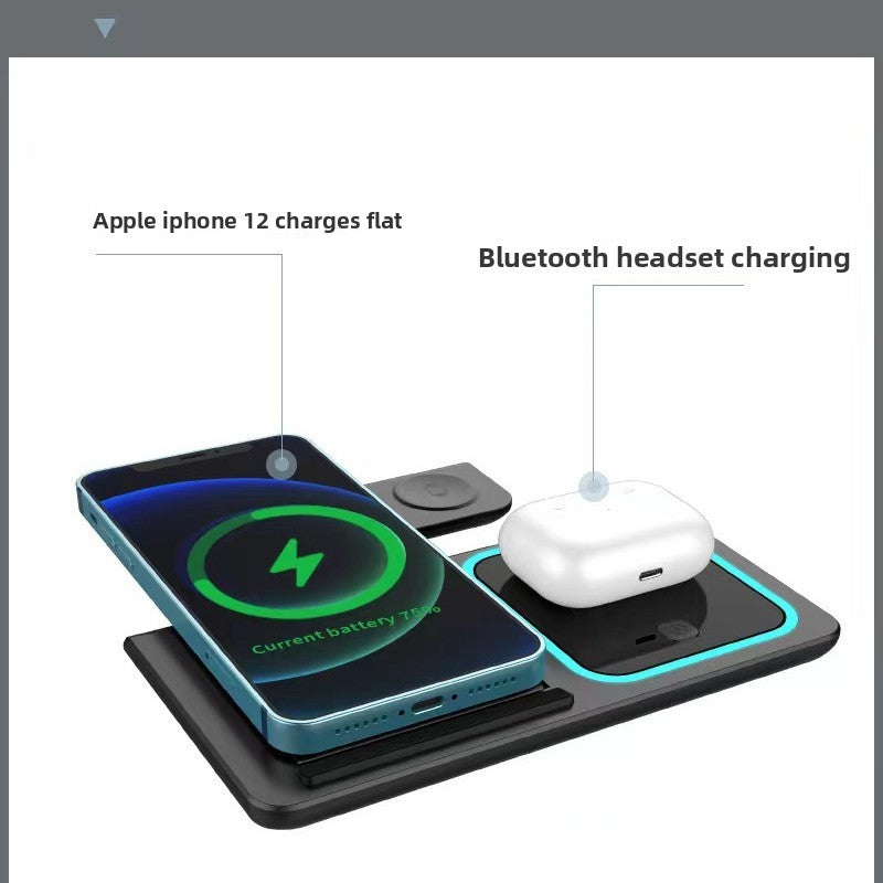 Foldable Three-in-One Wireless Charger with Ambient Light
