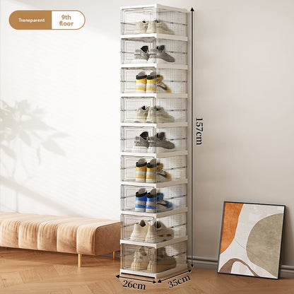 Foldable Transparent Shoe Storage Cabinet with Lid