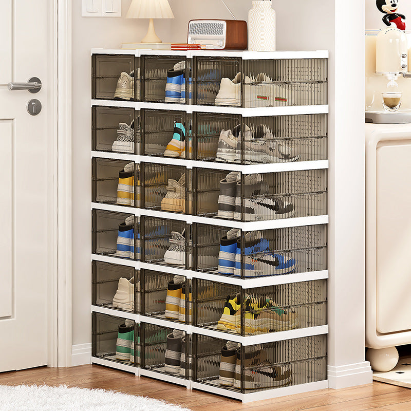 Foldable Transparent Shoe Storage Cabinet with Lid