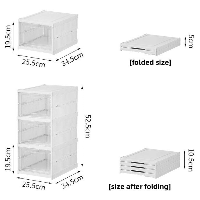 Foldable Transparent Shoe Storage Cabinet with Lid