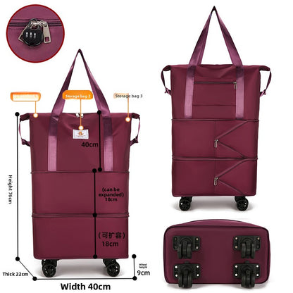 Foldable Travel Bag with Swivel Wheels and Pull Rod