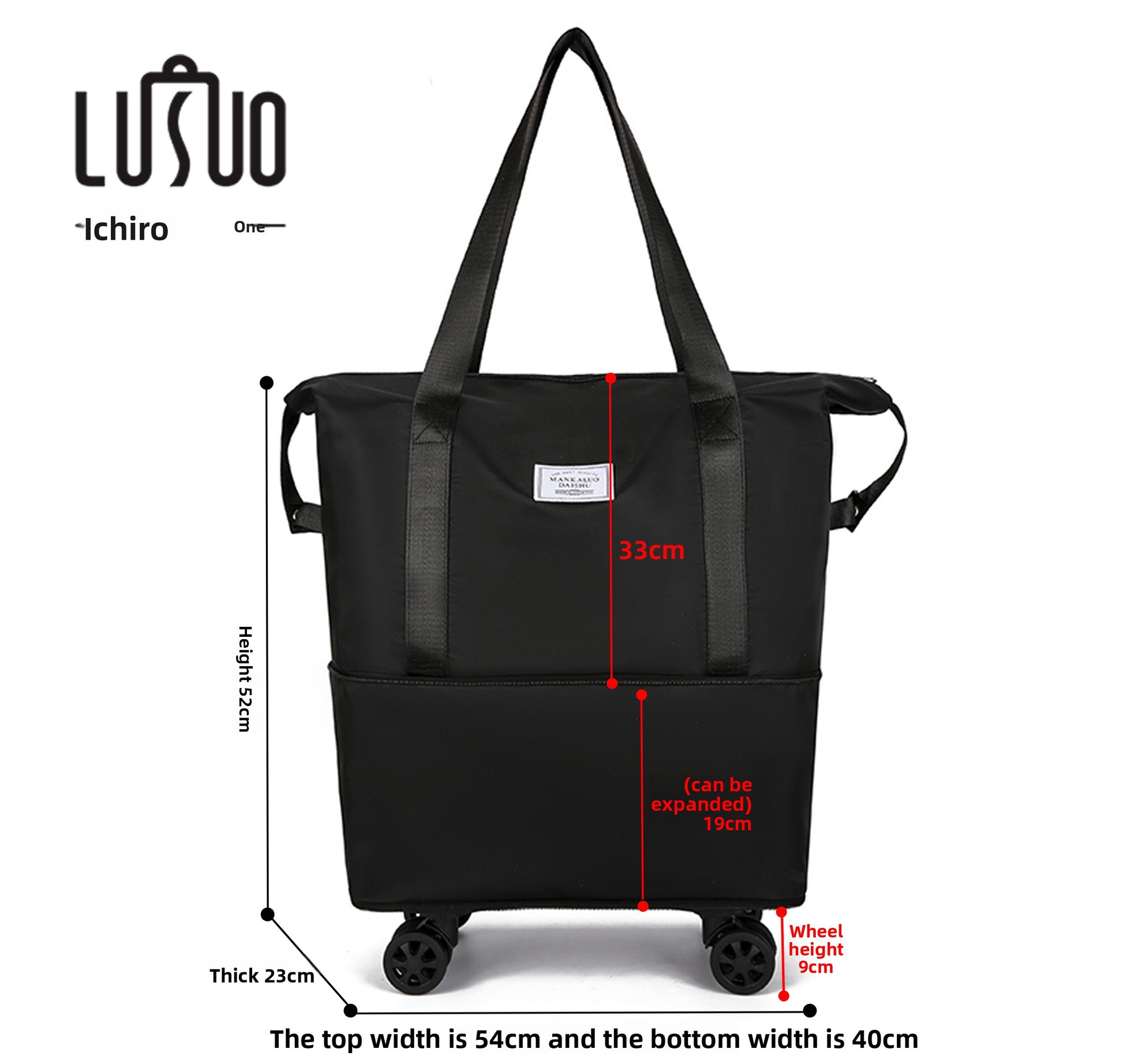 Foldable Travel Bag with Swivel Wheels and Pull Rod