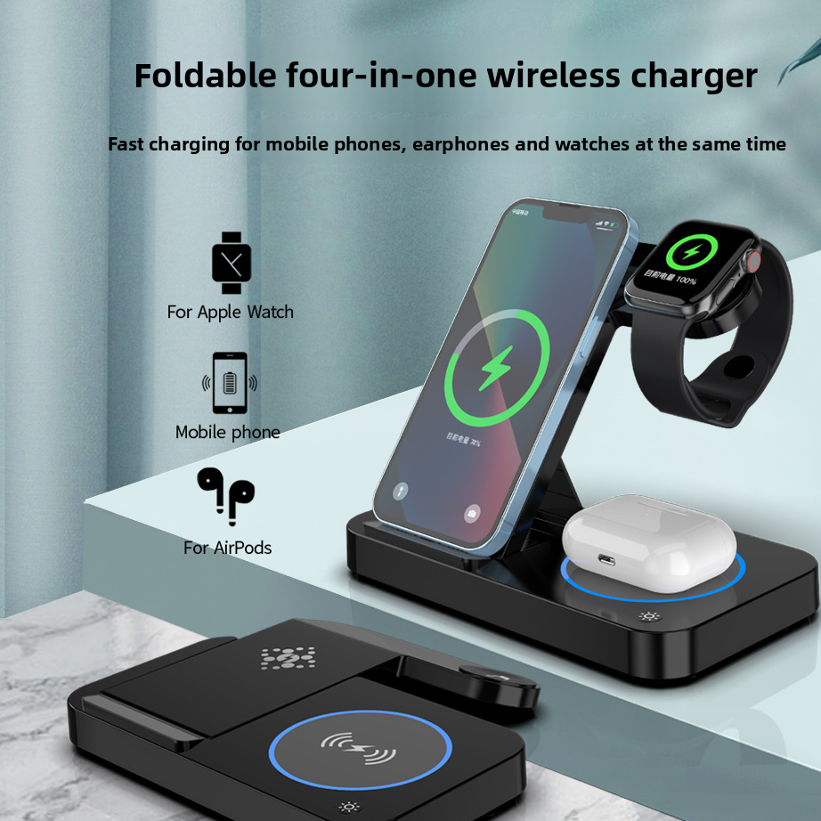 Foldable Triple Device Wireless Charging Station