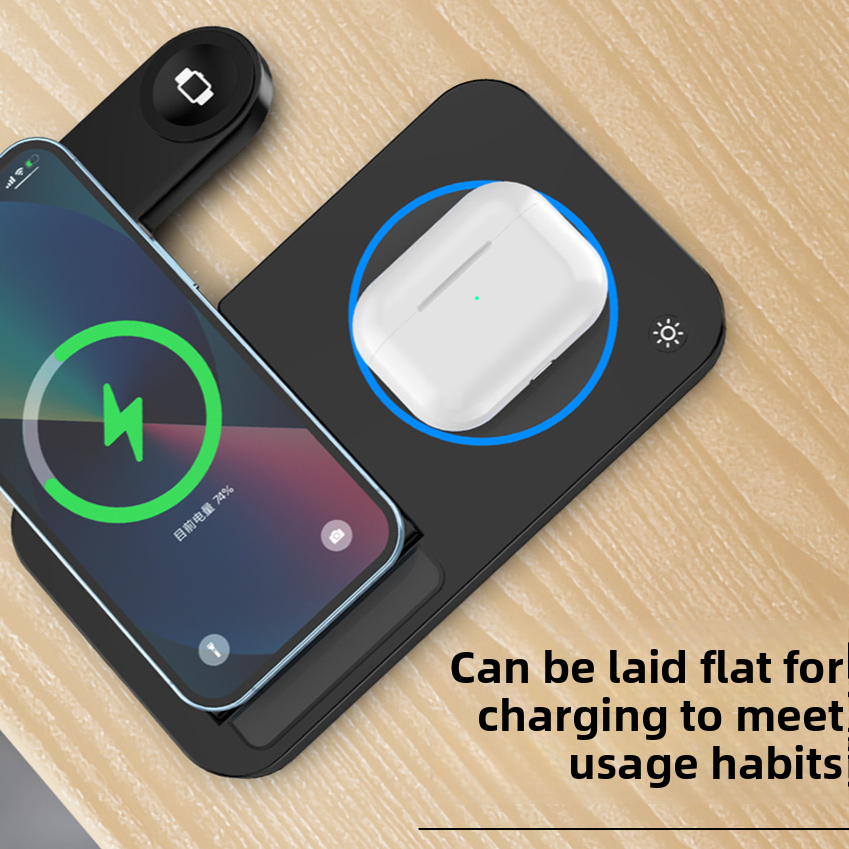 Foldable Triple Device Wireless Charging Station