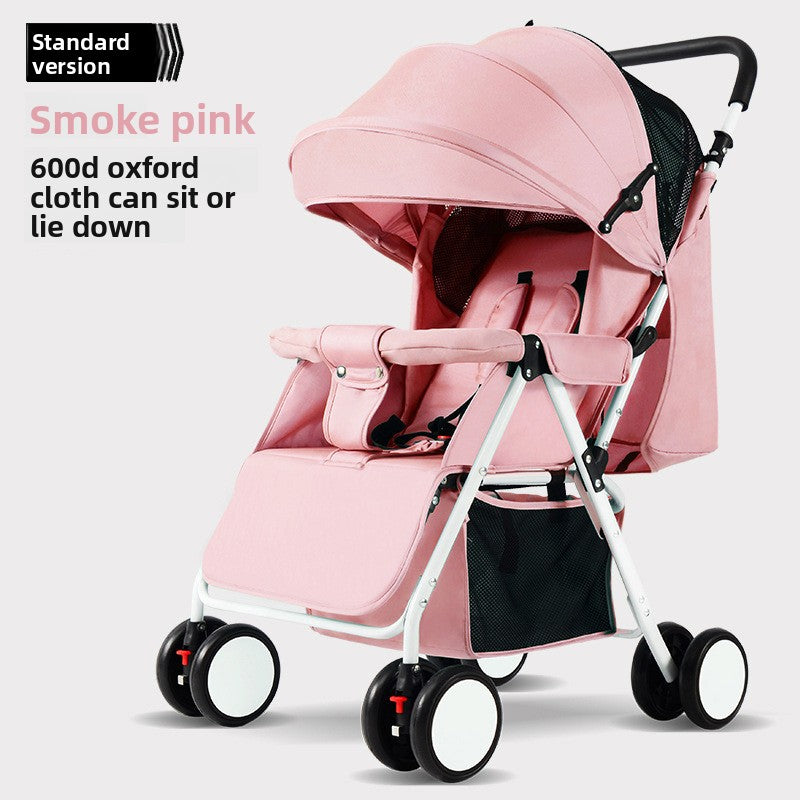 Foldable Two-Way Baby Stroller with Shock Absorption and Recline