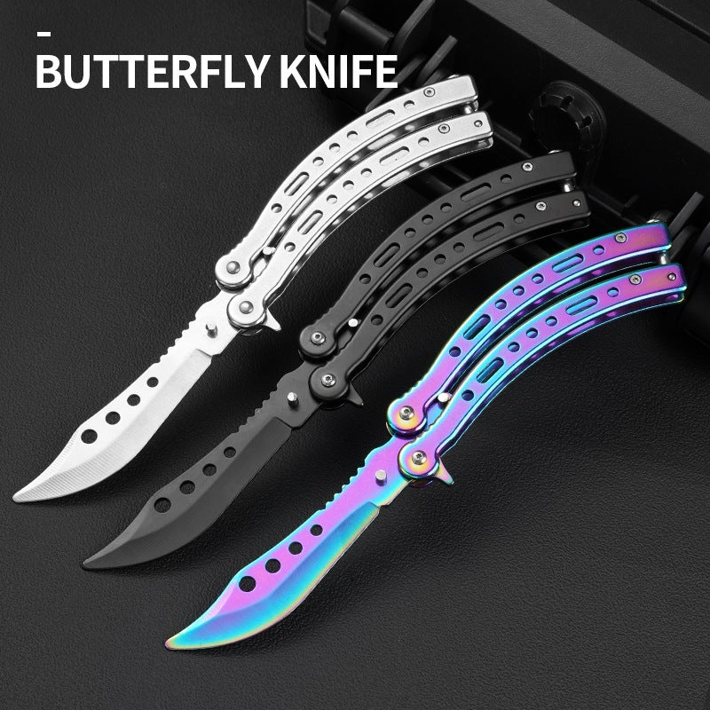 Foldable unbladed butterfly knife