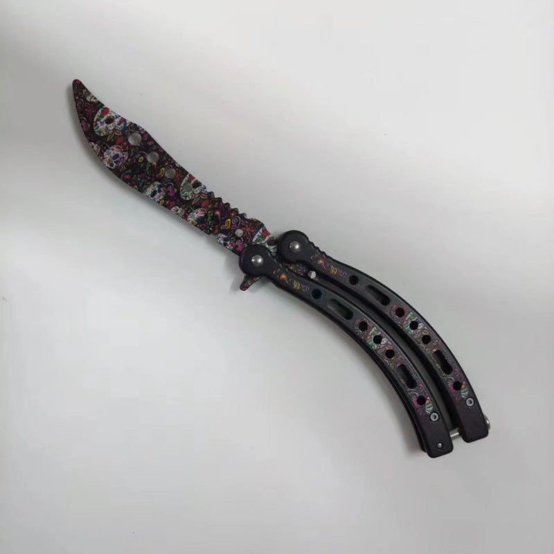 Foldable unbladed butterfly knife
