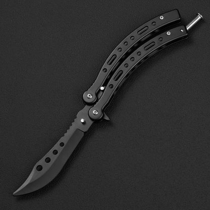 Foldable unbladed butterfly knife