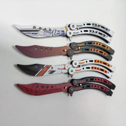 Foldable unbladed butterfly knife