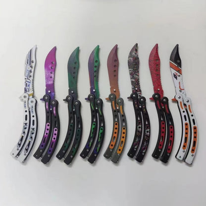 Foldable unbladed butterfly knife