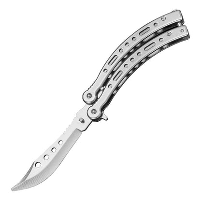 Foldable unbladed butterfly knife