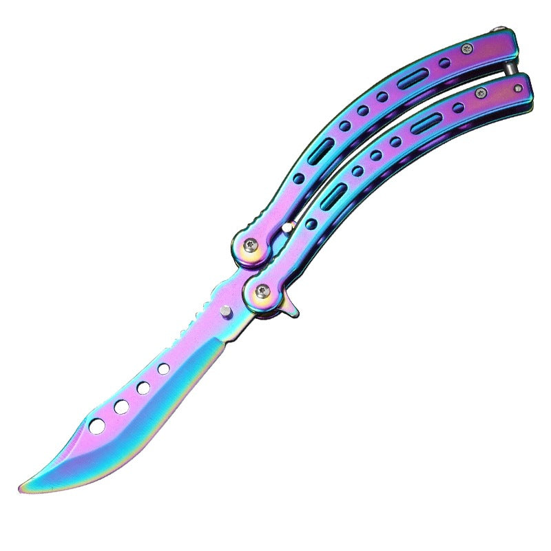 Foldable unbladed butterfly knife