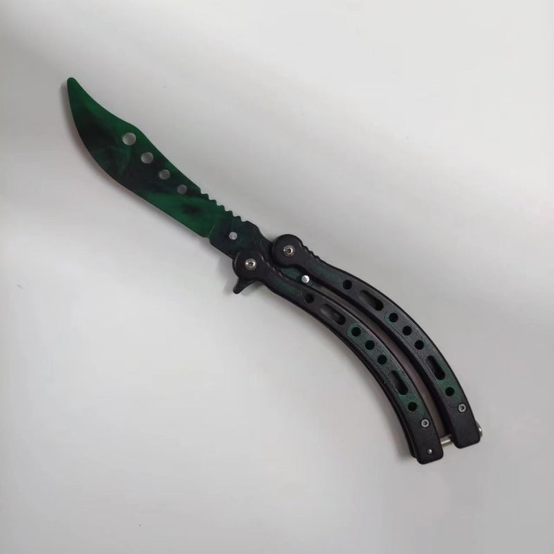 Foldable unbladed butterfly knife