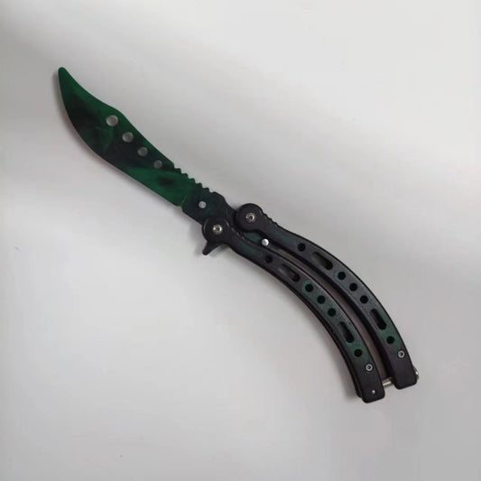 Foldable unbladed butterfly knife