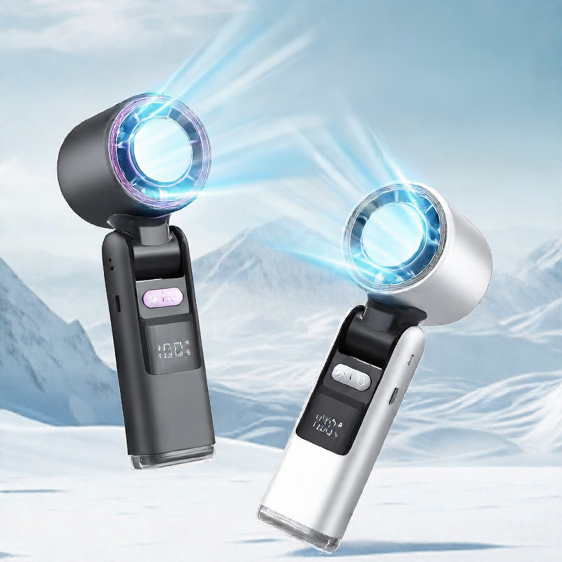 Foldable USB Rechargeable Handheld Cooling Fan with Ice Compress