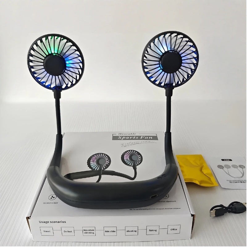 Foldable USB Rechargeable Neck Fan with Silent Operation