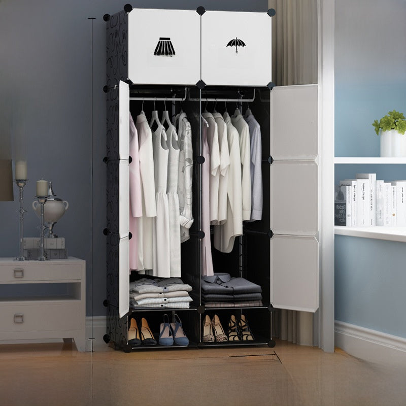 Foldable Wardrobe with Steel Frame and Lockable Doors