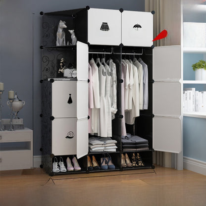 Foldable Wardrobe with Steel Frame and Lockable Doors