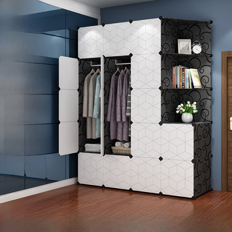Foldable Wardrobe with Steel Frame and Lockable Doors