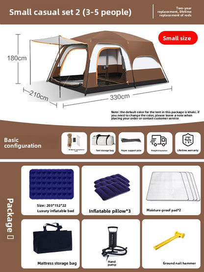 Foldable Waterproof Camping Tent with Two Bedrooms